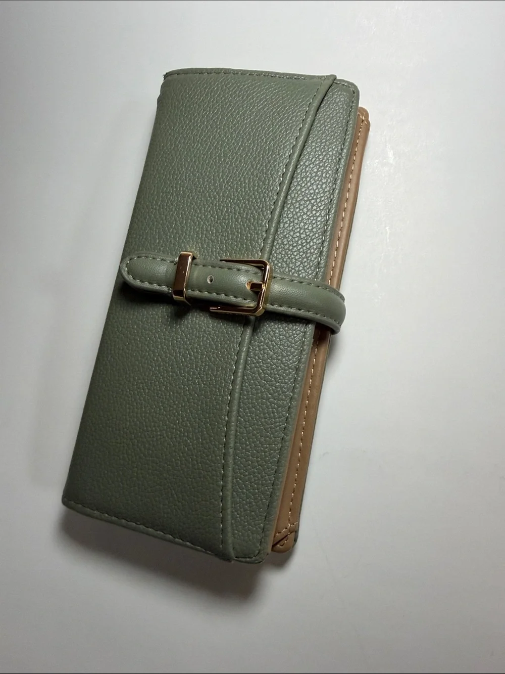 Anne Klein Tan & Olive Leather Card Holder and Long Wallet Set